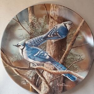 Kowles THE BLUE JAY 1985 DECO PLATE. Bradford Exchange Cert Authen.